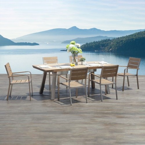 3001 - Ove Decors Pompano 7 piece Dining Set, (split in table top) original RRP £833.33 + VAT (297-5) *This... 