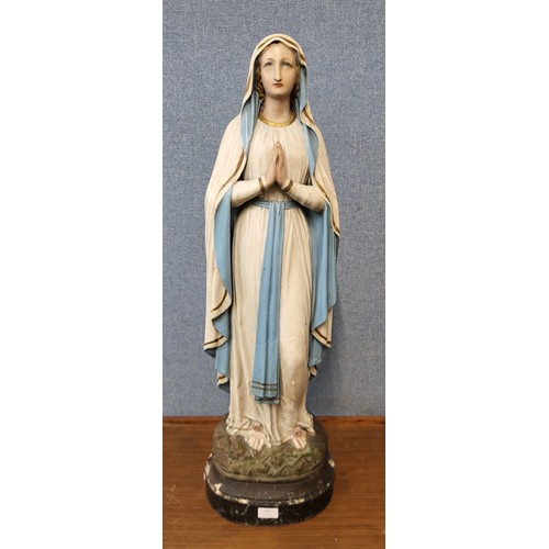 282 - A continental painted plaster figure of Mary