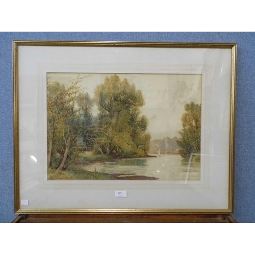 599 - John Fullwood RBA, The Backwater, Sunbury-on-Thames, watercolour, framed