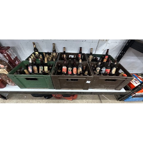 2072 - 6 Crates of vintage beer bottles including Guiness, Ansells, Riddles and more