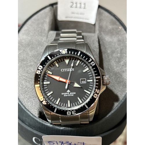 2111 - A gentleman's Citizen Eco-Drive diver's 200m wristwatch with bracelet strap * this lot is subject to... 