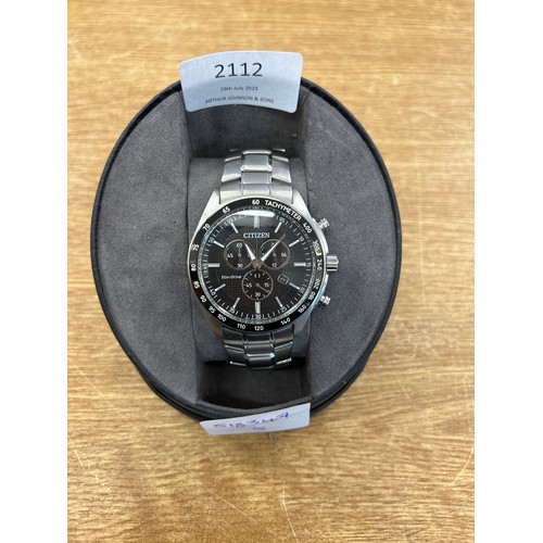 2112 - A gentleman's Citizen Eco-Drive chronograph wristwatch with bracelet strap * this lot is subject to ... 