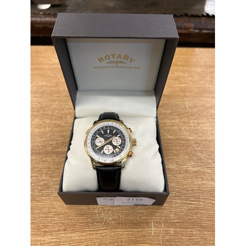 2116 - A gentleman's Rotary multi dial wristwatch with a black crocodile leather strap * this lot is subjec... 