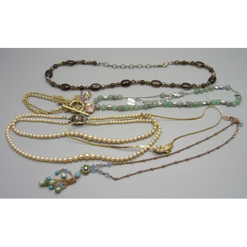 1019 - Four necklaces including Trifari and silver, and two bracelets