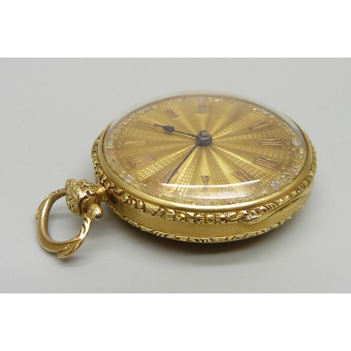 1072 - An 18ct gold fusee pocket watch, Gibbs, Nottingham, the case hallmarked London 1813, total weight 76... 