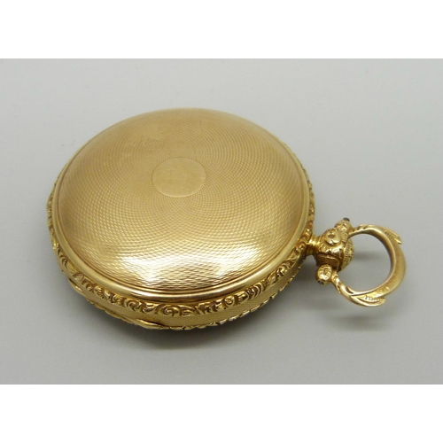 1072 - An 18ct gold fusee pocket watch, Gibbs, Nottingham, the case hallmarked London 1813, total weight 76... 