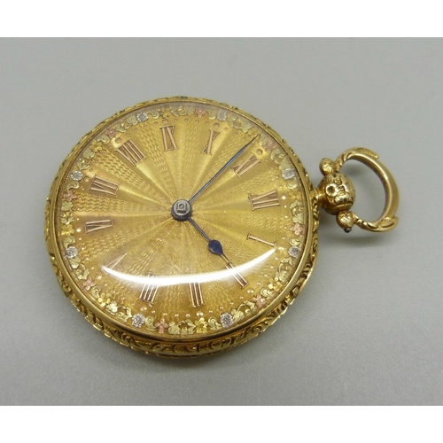 1072 - An 18ct gold fusee pocket watch, Gibbs, Nottingham, the case hallmarked London 1813, total weight 76... 