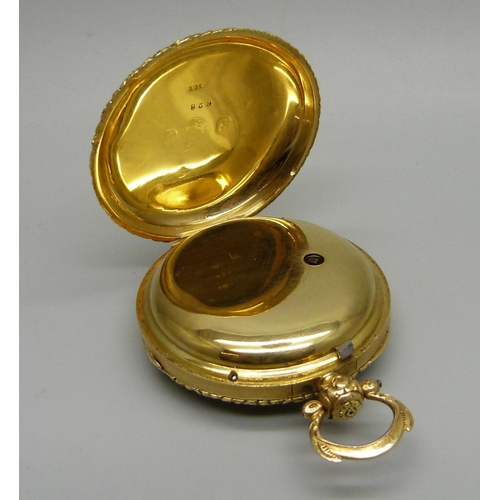 1072 - An 18ct gold fusee pocket watch, Gibbs, Nottingham, the case hallmarked London 1813, total weight 76... 