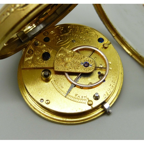 1072 - An 18ct gold fusee pocket watch, Gibbs, Nottingham, the case hallmarked London 1813, total weight 76... 