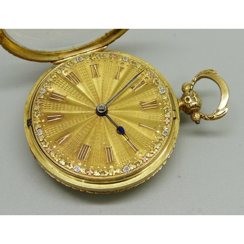 1072 - An 18ct gold fusee pocket watch, Gibbs, Nottingham, the case hallmarked London 1813, total weight 76... 