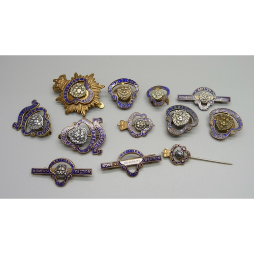 1124 - Twelve enamel British Legion badges and pins