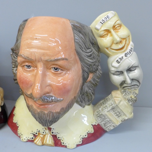 606 - Two Royal Doulton character jugs, Shakespeare and Churchill, with certificates