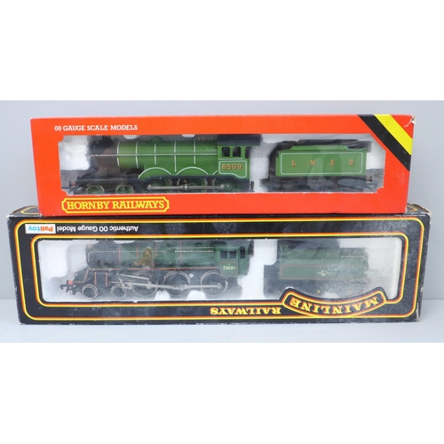 615 - A Hornby R866 LNER B12 00 gauge locomotive and tender and a Mainline locomotive and tender