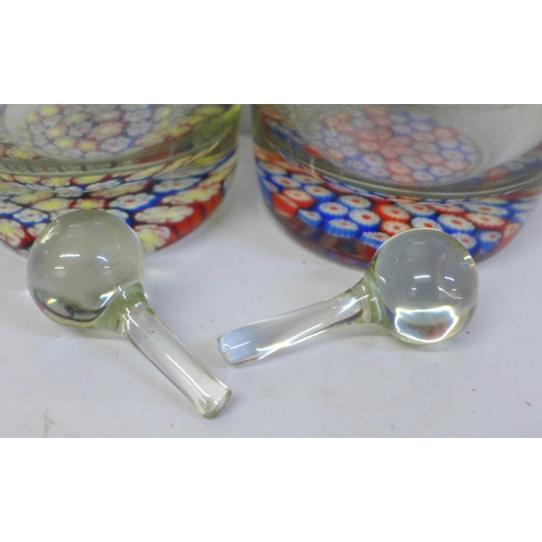 623 - A pair of Millefiori glass perfumes