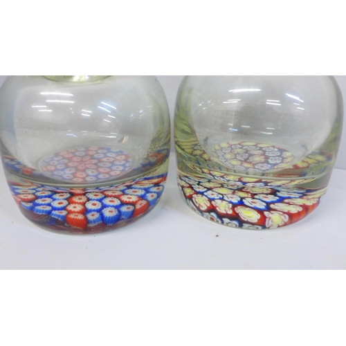 623 - A pair of Millefiori glass perfumes