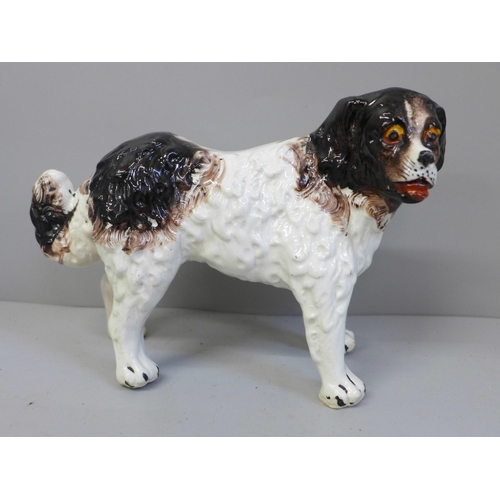 624 - A Staffordshire model of a St. Bernard, height 13cm