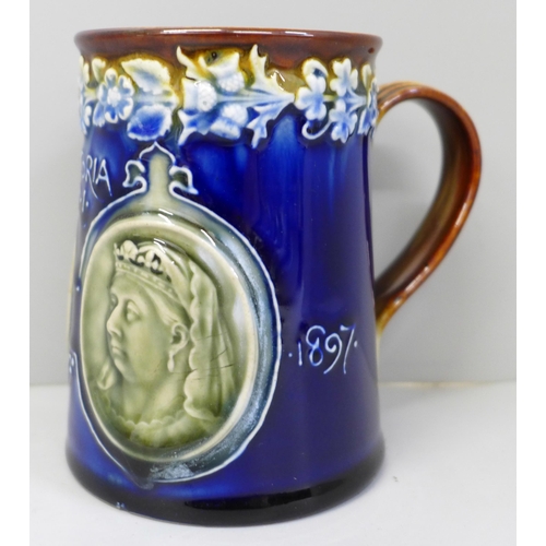 625 - A 19th Century Doulton Lambeth Queen Victoria Golden Jubilee mug