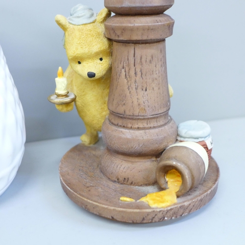 650 - Two Border Fine Arts Winnie The Pooh candlesticks and an Aynsley vase