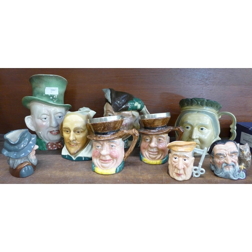 656 - A collection of character jugs, including Royal Doulton and Beswick; Robin Hood, Merlin, Rip Van Win... 