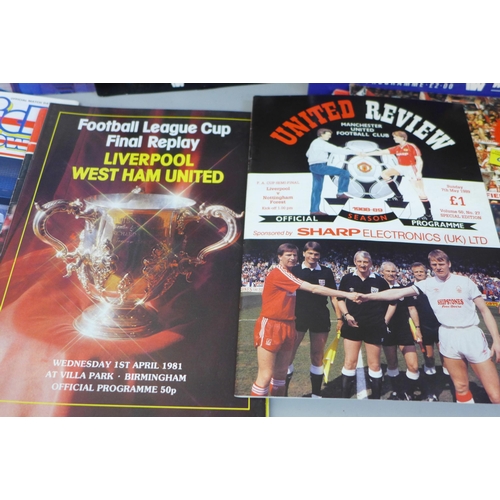 674 - Sporting memorabilia; Liverpool home and away programmes from the 1960s onwards, 30 including 8 fina... 