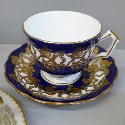 676 - Seven cups and saucers including four Aynsley