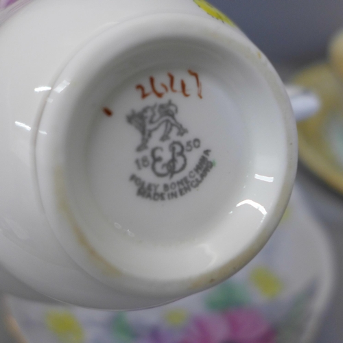 676 - Seven cups and saucers including four Aynsley