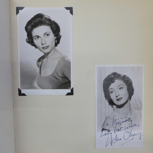 682 - An album of film and stage actors and actresses, bearing signatures, also a double page with Chipper... 