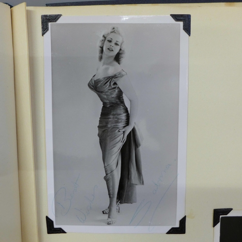 682 - An album of film and stage actors and actresses, bearing signatures, also a double page with Chipper... 