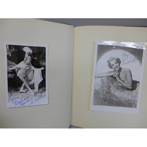 682 - An album of film and stage actors and actresses, bearing signatures, also a double page with Chipper... 