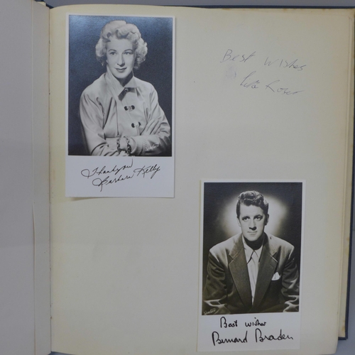 682 - An album of film and stage actors and actresses, bearing signatures, also a double page with Chipper... 