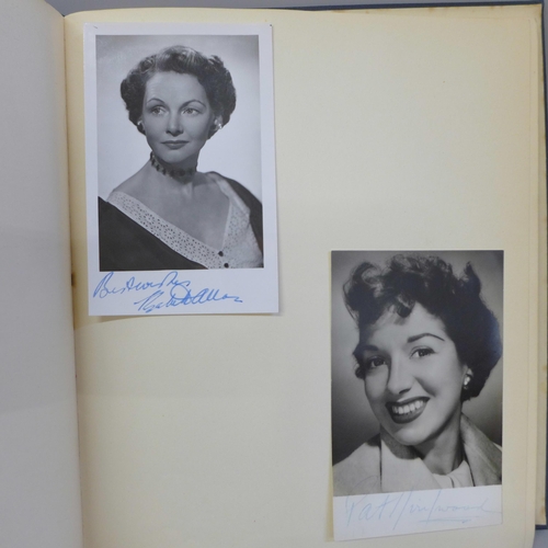 682 - An album of film and stage actors and actresses, bearing signatures, also a double page with Chipper... 