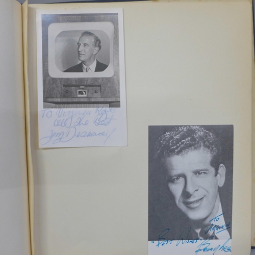 682 - An album of film and stage actors and actresses, bearing signatures, also a double page with Chipper... 