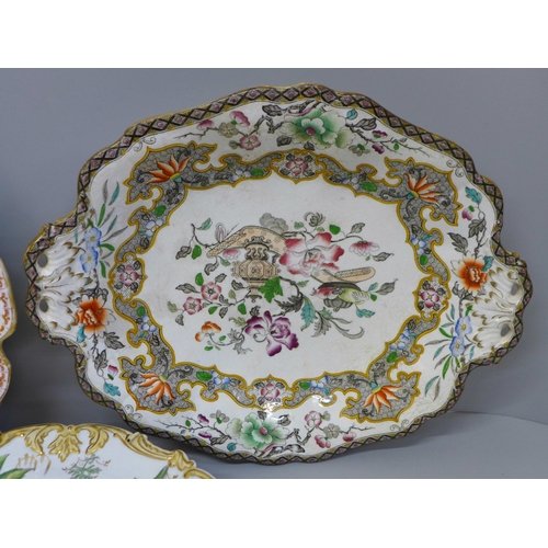 691 - Three antique plates; 1850's Minton, circa 1835 Charles Meigh and one other