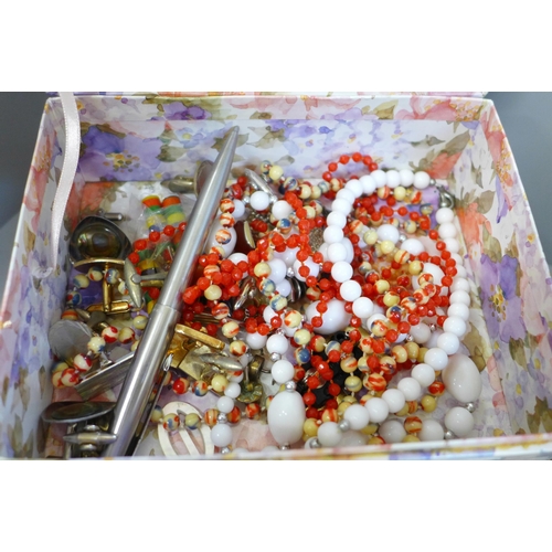 699 - Two boxes of costume jewellery including gold items