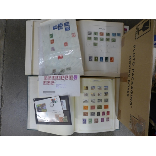 702 - Stamps; a box of stamps, covers, etc., loose and in albums