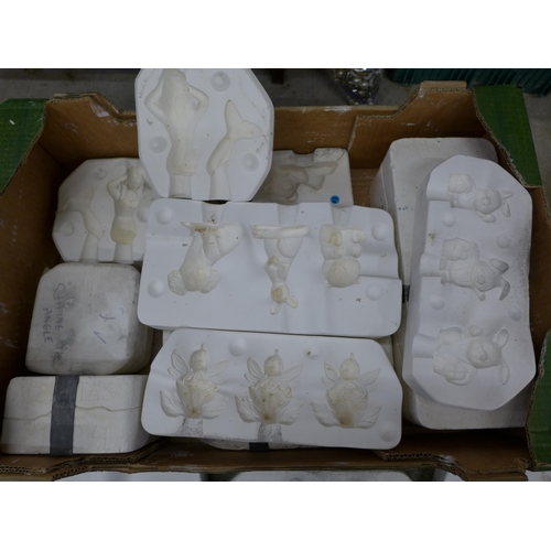 715 - A collection of plaster moulds including Australian animals, Teddy bears, flowers, etc., (9) multipl... 