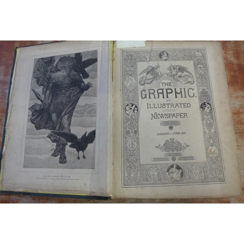 731 - Volume 3 The Graphic, 1871, blue leather bound volume, Jan-June