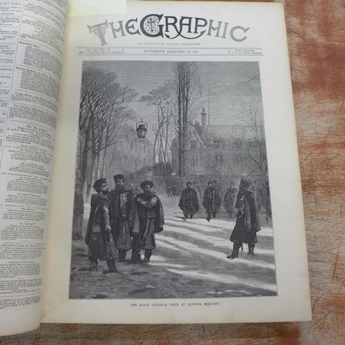 731 - Volume 3 The Graphic, 1871, blue leather bound volume, Jan-June