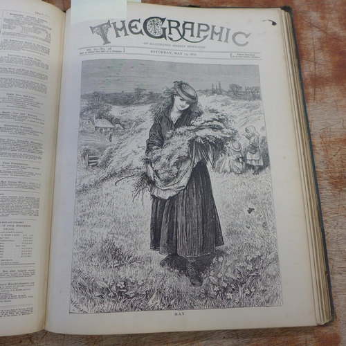 731 - Volume 3 The Graphic, 1871, blue leather bound volume, Jan-June