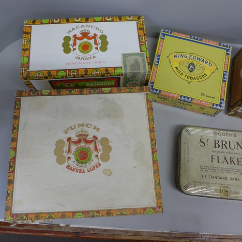 743 - Four vintage cigar boxes and a tin