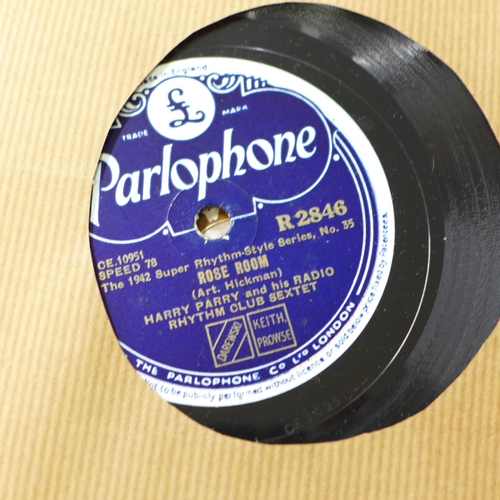 761 - A collection of approximately forty 78rpm records, twenty LP records and a collection of 7