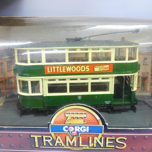 768 - Six boxed models of trams by Corgi including a limited edition