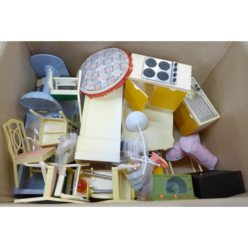 775 - A large collection of over 100 items of vintage dolls furniture, mainly Sindy