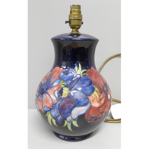 783 - A Moorcroft table lamp base, 25.5cm