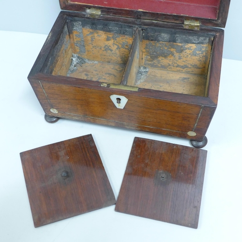 785 - A Georgian tea caddy, lacking mother of pearl inlay