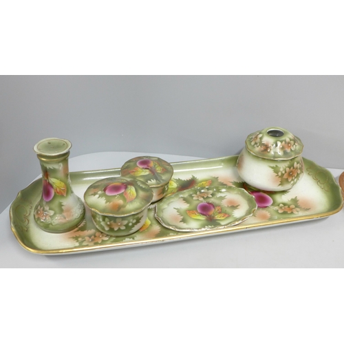 792 - Two dressing table sets, glass and china