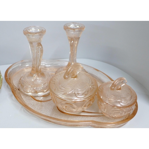 792 - Two dressing table sets, glass and china