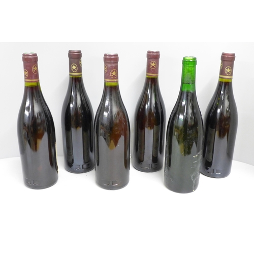 799 - Five bottles of 1990 v. Julienne CNP wine and one 2000 Panisse, (6)