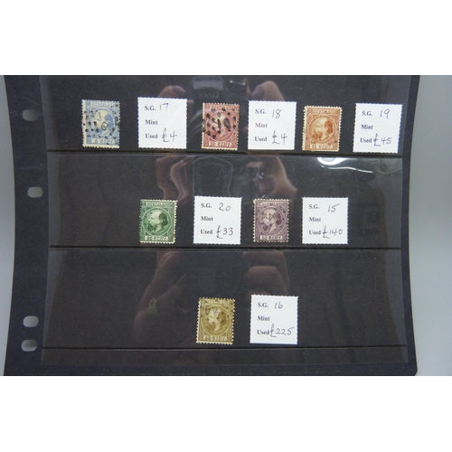 809 - Stamps; a stock card of early Netherlands stamps, all identified and catalogued at over £850