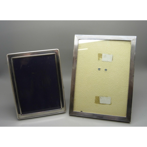 826 - Two silver photograph frames, largest 13.5cm x 18.5cm